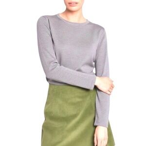 IVKO Women Organic Wool US 12 Pullover Gray Semi Sheer Minimal Lux Layer